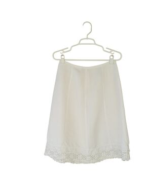 Emma James White A Line Linen & Rayon Knee Length Skirt Size 6P